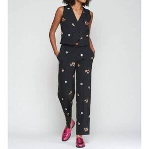 NEW VILAGALLO aberturas suit pants in black floral